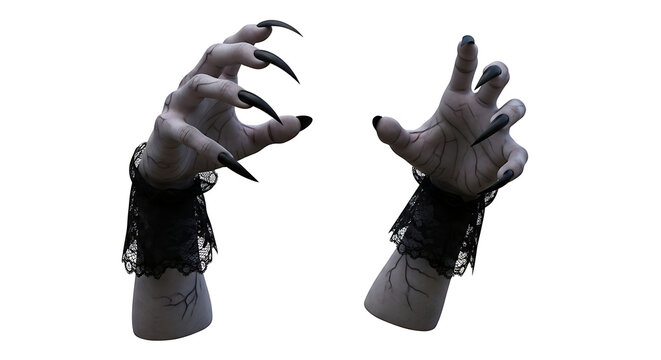 Two zombie hands isolated on transparent background