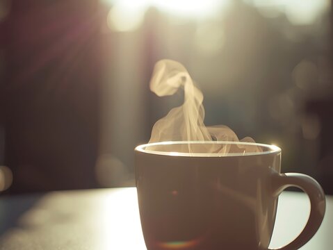 Generative Ai captures a steaming hot beverage in soft