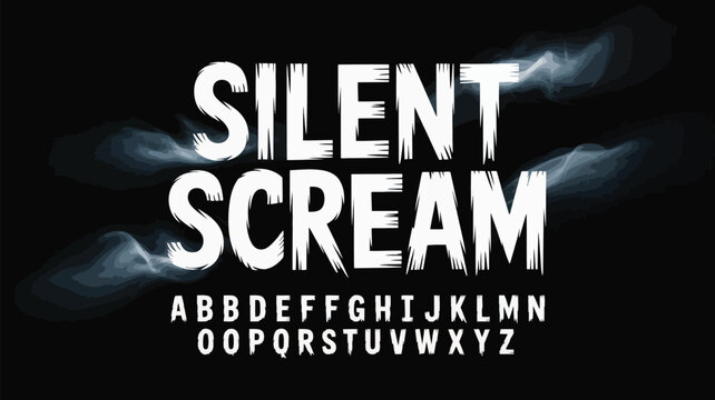 Silent scream typography with alphabet letters a spooky and dramatic design