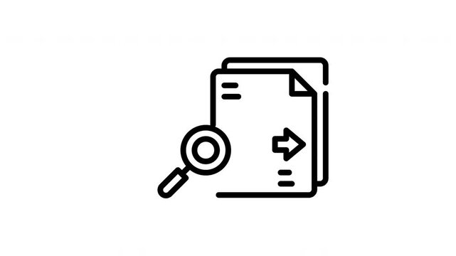 Magnifying file glass highlighting data with an arrow on a document, ideal for indicating research, analysis, investigation, and examination concepts.
