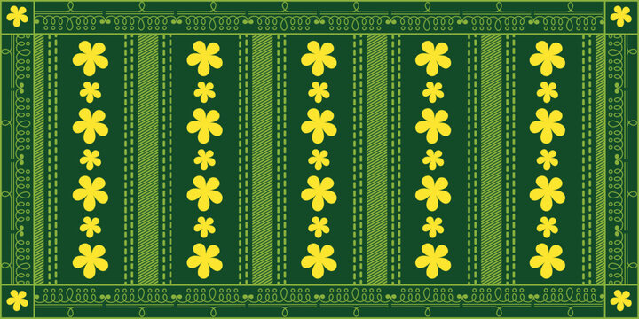 Dupatta floral design. Vector classic indian Dupatta Ethnic Floral design with Dobby pattern. Perfect textile fabric print EPS 10