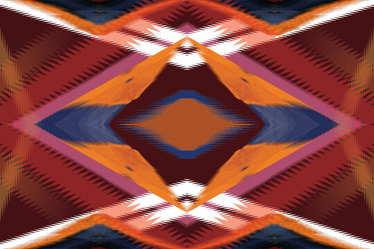 Geometric ethnic oriental ikat pattern traditional black and white. Design for background, carpet, wallpaper, clothing,wrapping, Batik, fabric, illustration.embroidery style.
