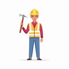 Fototapeta premium Construction worker holding a hammer
