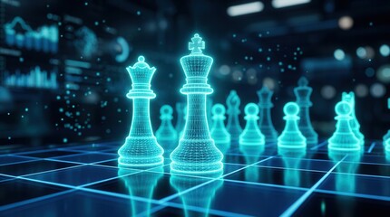 Fototapeta na wymiar Chess board game concept illustrating business ideas, competition, and strategic planning.