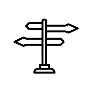Business road direction sign icon showing multiple paths for strategic corporate navigation.