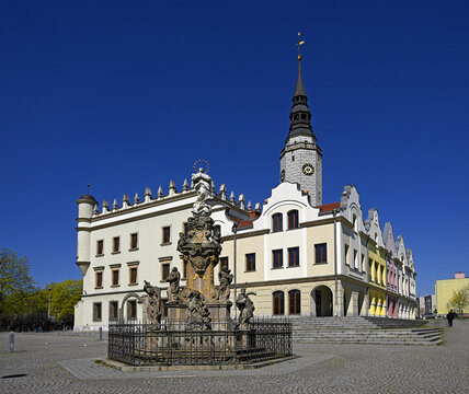 Marian Column and old Town Hall of Głubczyce. Głubczyce is located in the southwestern part of Poland. It is the largest municipality in the Opole Voivodeship.