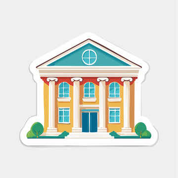 Cartoon Building with Columns and Pediment