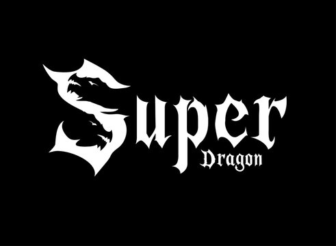 Super Dragon Gothic Logo Blackletter Fantasy Typography Medieval Emblem Dark Lettermark