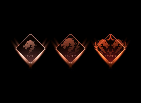 Dragon Level Badge Set Progress Rank Emblem Fantasy Game UI Icon Evolution Tier System Design