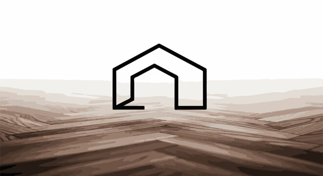 Abstract linear house outline over textured earth