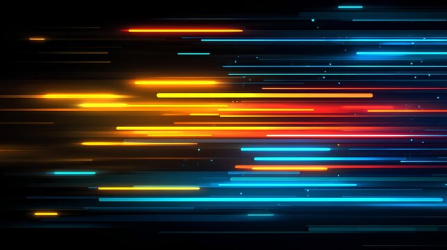 Dynamic Lines of Light: A mesmerizing tapestry of vibrant streaks of light streaks across the darkness. The image evokes a sense of motion and the velocity of progress.