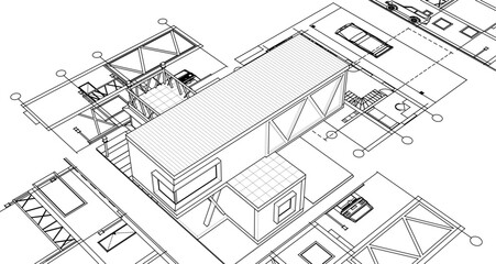 Fototapeta premium house with consoles plan 3d illustration 