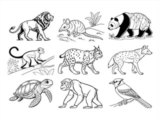 Fototapeta premium the animal bridge and flower black vector bundle