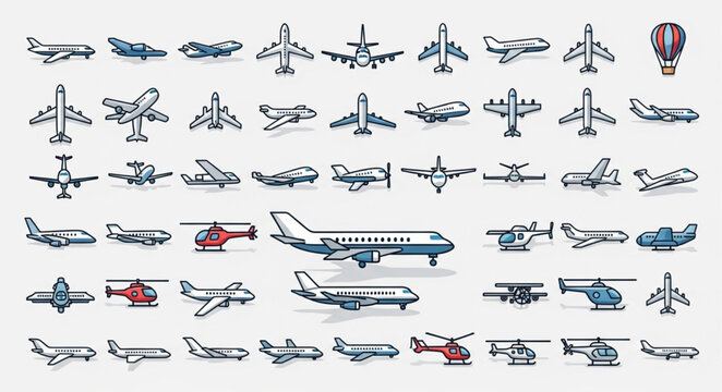 Collection of various aircraft and air vehicles.