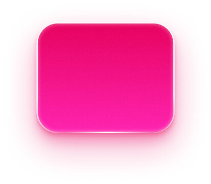 Pink neon 3d rounded rectangle shape for graphic design and buttons
