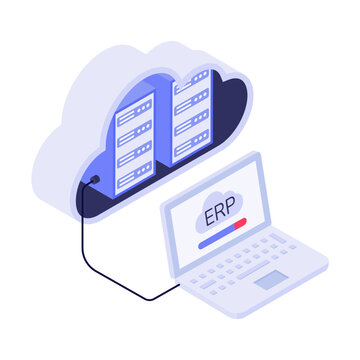An isometric style illustration depicting erp software
