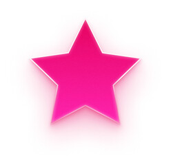 Obraz premium Pink neon 3d rating star icon for reviews and favorite items