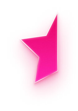 Pink neon 3d half rating star icon for partial review scores