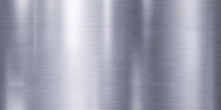 A polished stainless steel plate with a brushed silver texture creates a shiny metallic grey industrial pattern on this gray aluminum surface