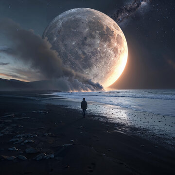 moon over the sea