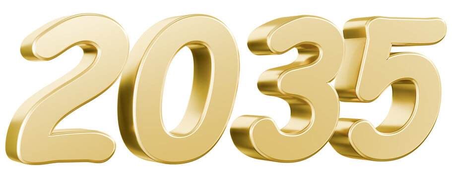 Three dimensional gold numbers for year 2035