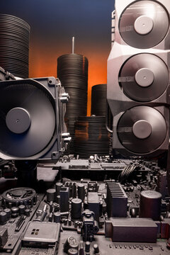Inside a motherboards as server or data center.