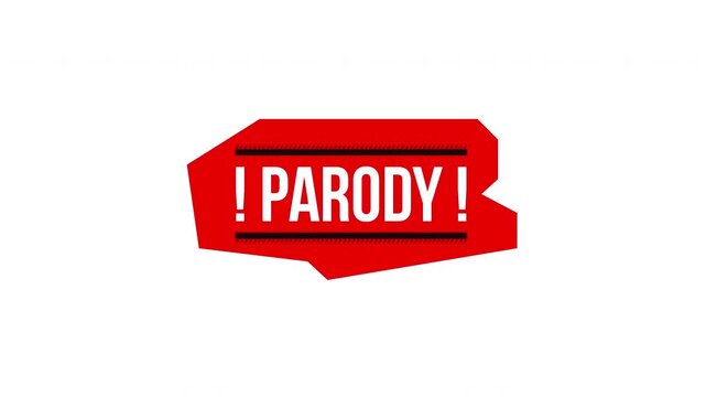 Parody disclaimer label sign animation. Humorous satirical content. Funny comedy warning. Digital media alert. Animated attention element. Motion graphic with text. Inform notification 4K video
