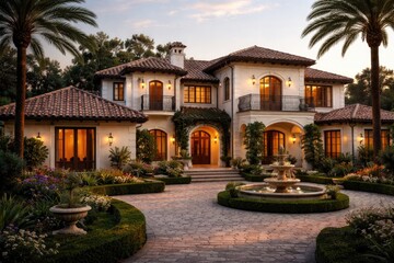 Fototapeta premium Elegant residence with a roof crafted from classic Spanish tiles