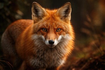 Fototapeta premium High resolution image of a red fox highlighting its bright fur and intense stare