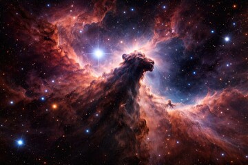 Fototapeta premium High resolution astronomy shot focused on the unique horsehead nebula inside a star formation