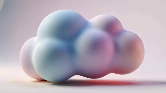 Rotating lobed sculpture after pressing play, revealing blue pink highlights on studio floor