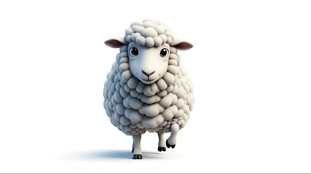 Cute happy cartoon sheep lamb and ram farm vector illustration of white wool animals, funny isolated art drawing of baby ewe pet on nature farm black and white icon