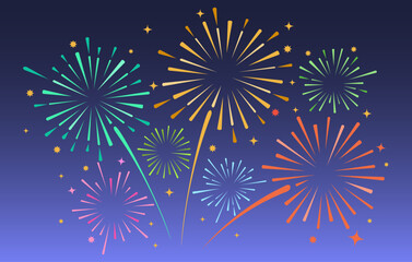 Naklejka premium Night sky with colorful fireworks