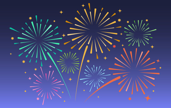 Night sky with colorful fireworks