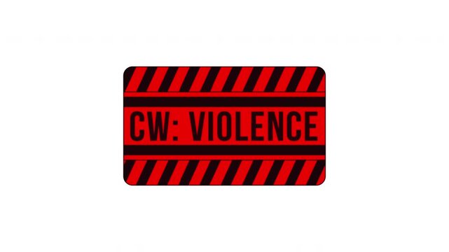 Content warning violence label sign animation. Viewer discretion. Disturbing scenes disclaimer. Digital media alert. Animated attention element. Motion graphic with text. Inform notification 4K video