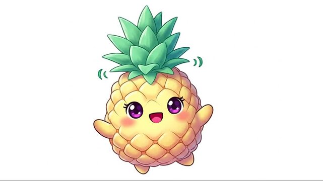 Pineapple and bananas tropical fresh fruits isolated on white background sweet ripe healthy food