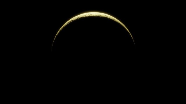 Crescent Moon Phase Transition Animation &ndash; Realistic Lunar Cycle from New Moon to Crescent, Smooth 4K Cinematic Quality