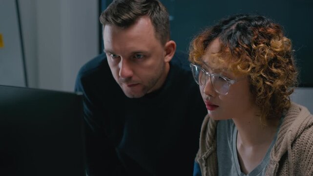 Adult male,asian female freelance typing write prompt AI bot IT app smart program,develop agentic ai,terminal with coding language,ux ui interface,designer,big data server center,quantum computer.