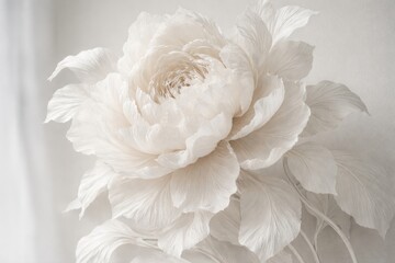 Fototapeta premium Artistic white paper flower sculpture with refined delicate textures ideal for elegant decor
