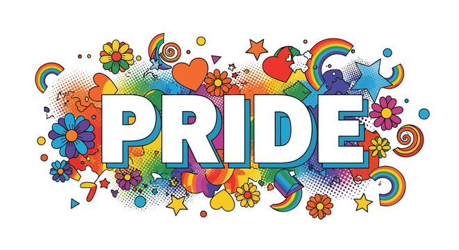 LGBTQ Pride, colorful pride symbols, rainbow graphics, vector illustration