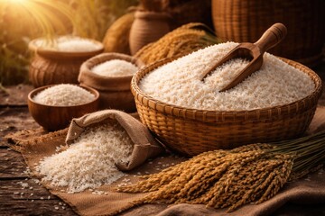 Obraz premium Natural jasmine rice produced with traditional techniques