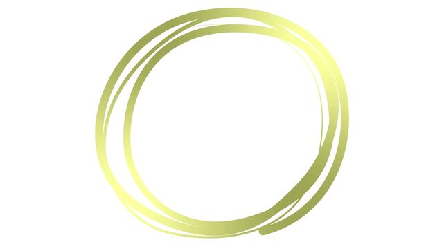 Animated golden decorative lines is drawn. Linear circle frame with copy space. Fluid effect. Drop of liquid moving. Looped video. Vector illustration isolated on white background.