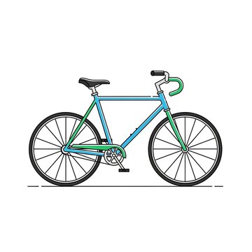 Teal bicycle on white background.