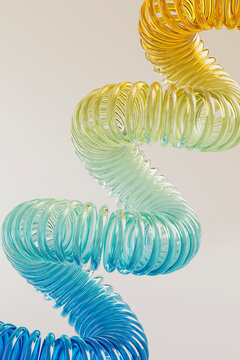 Gradient 3D glass spiral with transparent coil motion