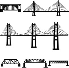 Fototapeta premium Various bridge designs showcasing structural styles