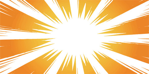 A vibrant sunburst radiates with energy, its dynamic rays emanating from a bright central core, creating a visually striking abstract representation. © nur