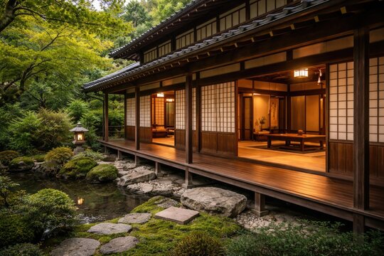 Authentic Japanese residence with sliding doors and veranda
