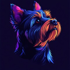 Naklejka premium Yorkshire Terrier rendered in Morphism style, showcasing smooth color transitions and a modern, sleek appearance.