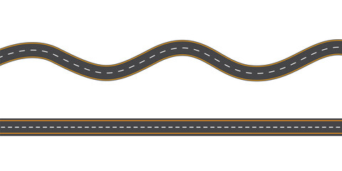 Straight and winding road. Seamless asphalt roads template. Highway or roadway background. Vector EPS-10  © ExtremeStock
