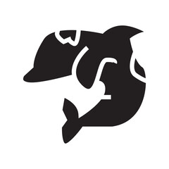 silhouette of a whale fish sea animal glyph solid style icon © Rike